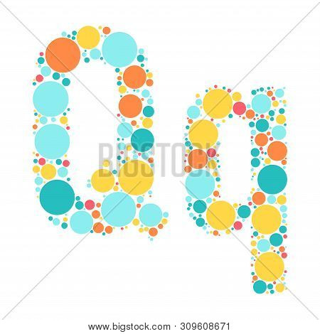 A Letter Of The Alphabet From Colored Circles Laid Out By A Cheerful Mozayka. Vector Font Illustrati