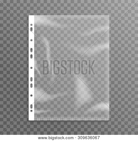 Sheet Plastic Protector, Clear Folder File. Punched Pocket Sheet Mockup Empty A4
