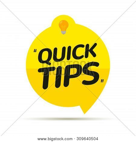 Quick Tips Icon Badge. Top Tips Advice Note Icon. Idea Bulb Education Tricks