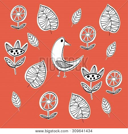 Simple Scandinavian Pattern Primiyive Naive Style Minimalistic Vector