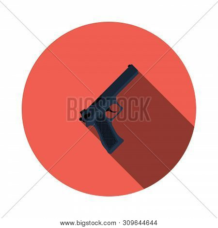 Gun Icon. Flat Circle Stencil Design With Long Shadow. Vector Illustration.