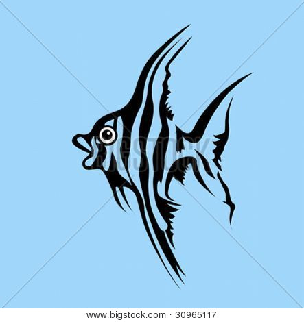 vis silhouet op blauwe achtergrond, vectorillustratie