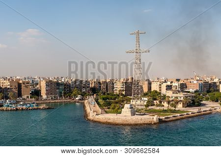 Port Tewfik, Egypt - November 5, 2017: Port Tewfik Memorial And Tower In The Suburbs Of Suez On The 