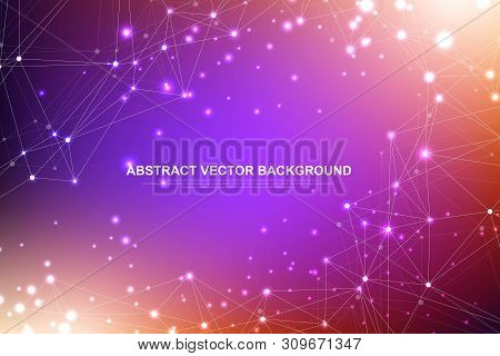 Abstract Plexus Background With Connected Lines And Dots. Plexus Geometric Effect Big Data With Comp