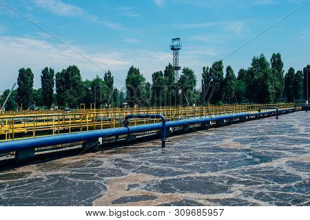 Modern Wastewater Treatment Plant. Tanks For Aeration And Biological Purification Of Sewage By Using