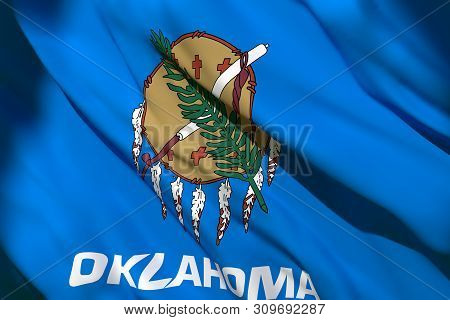 3d Rendering Of An Oklahoma State Flag Silk