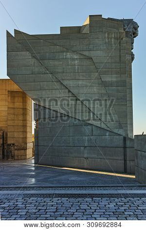 Shumen, Bulgaria - April 10, 2017:  Founders Of The Bulgarian State Monument Near Town Of Shumen, Bu