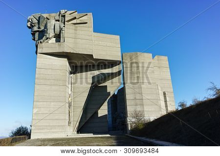 Shumen, Bulgaria - April 10, 2017:  Founders Of The Bulgarian State Monument Near Town Of Shumen, Bu
