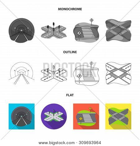 Vector Illustration Of Road And Street Logo. Set Of Road And Highway Stock Vector Illustration.