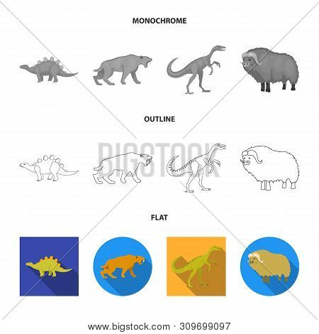 Vector Design Of Animal And Character Logo. Set Of Animal And Ancient Stock Symbol For Web.