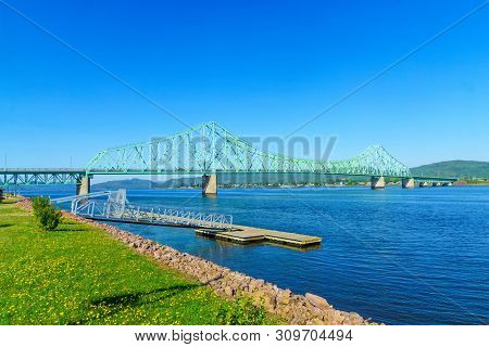 View Of The J.c. Van Horne Bridge, Crossing The Restigouche River Between Campbellton, New Brunswick