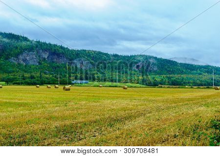 View Of Countryside And Hills In Saint Andre, Quebec, Canada