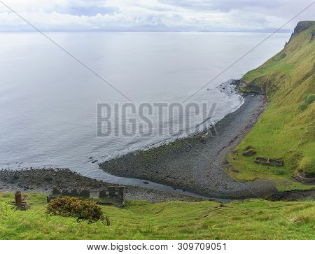 Panoramic Image Of An Cailc , The Mining Of Diatomite On Skye ,  Lealt , Scotland