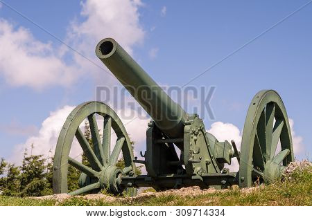 Old Metal Cannon. Shipka, Gabrovo, Bulgaria. The Shipka Memorial Is Situated On The Peak Of Shipka I