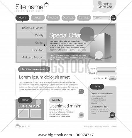 회색 웹사이트 템플릿 960 그리드입니다.