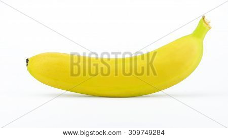 One Ripe Yellow Banana Isolated On A White Background.