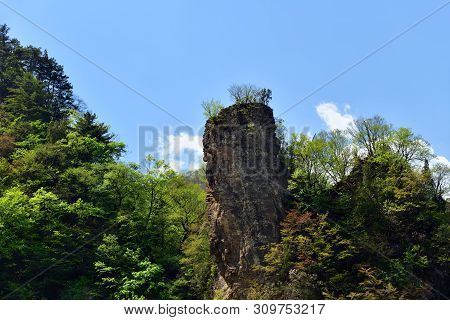 North Korean Scenery. Rocks And Mountain Forest. Ulim Waterfall Trekking Route