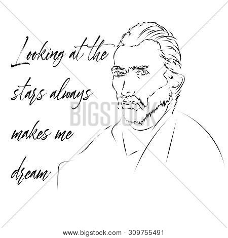 Portrait Of Vincent Van Gogh. Famous Dutch Post-impressionist Painter.