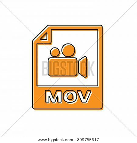 Orange Mov File Document Icon. Download Mov Button Icon Isolated On White Background. Mov File Symbo