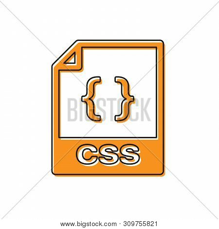Orange Css File Document Icon. Download Css Button Icon Isolated On White Background. Css File Symbo