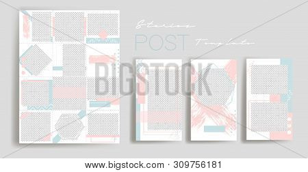 Design backgrounds for social media banner.Set of instagram stories and post frame templates.Vector cover. Mockup for personal blog or shop.Layout for promotion.