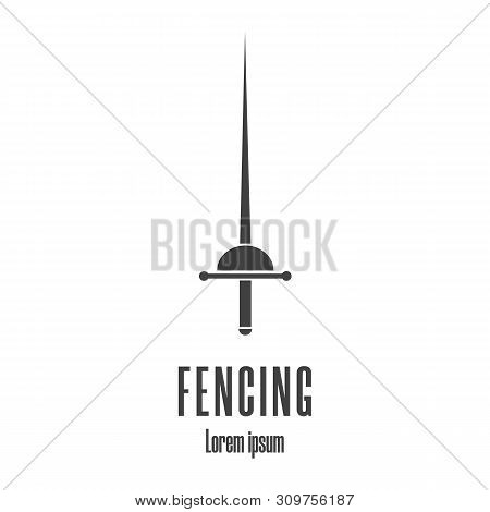 Silhouette Icon Of A Rapier. Fencing, Swordplay Logo. Clean And Modern Illustration.