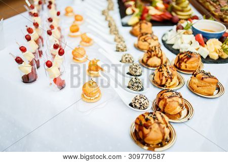 Snacks And Canapes On The Holiday Table