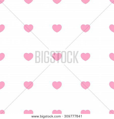 Cute Pink Hearts Romantic Seamless Patttern. Texture For Wallpapers, Fabric, Wrap, Web Page Backgrou