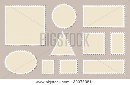Blank Postage Stamps Frames Set - Stock Vector.