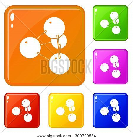 Pyramide Molecule Icons Set Collection Vector 6 Color Isolated On White Background
