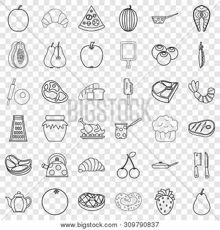 Cutting Board Icons Set. Outline Style Of 36 Cutting Board Vector Icons For Web For Any Design