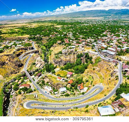 Aerial View Of Oshakan Village With Saint Mesrop Mashtots Church In Armenia