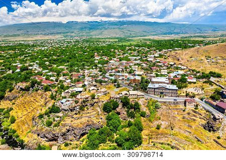 Aerial View Of Oshakan Village With Saint Mesrop Mashtots Church In Armenia