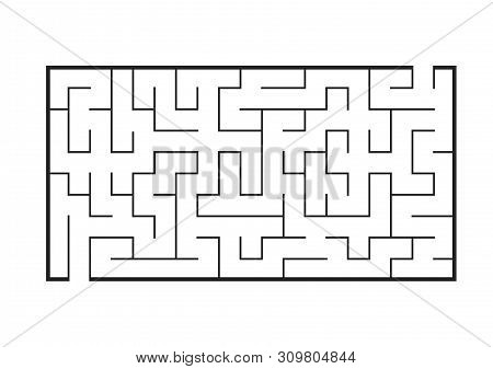 Black Rectangular Labyrinth. Game For Kids. Puzzle For Children. Maze Conundrum. Flat Vector Illustr