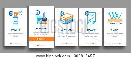 Waterproof Materials Onboarding Mobile App Page Screen. Waterproof Material For Personal, Industrial