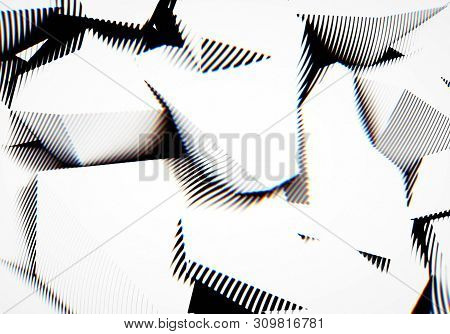 Abstract Background With Engraving Or Woodcut Styled 3d Shapes And Glitch Effect