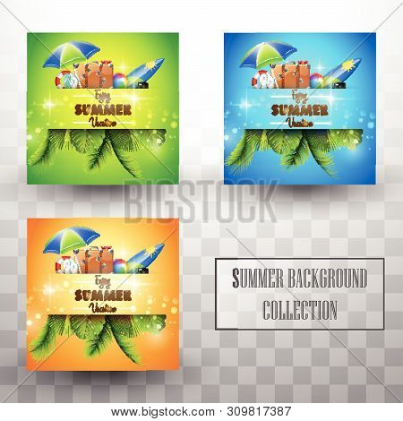 Beautiful Summer Beach Template Background Collections Set