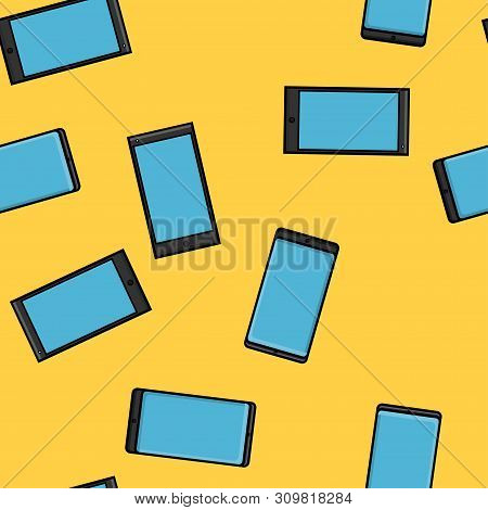 Texture Of Seamless Pattern Of Modern Gadgets Digital Mobile Phones Smartphones New In Flat Style De