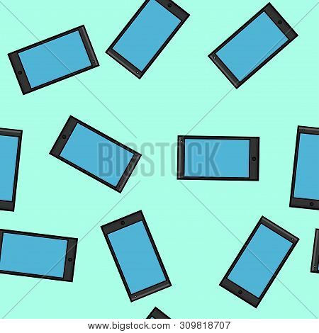 Texture Of Seamless Pattern Of Modern Gadgets Digital Mobile Phones Smartphones New In Flat Style De