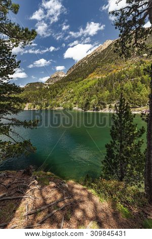 The Beautiful Aiguestortes I Estany De Sant Maurici National Park Of The Spanish Pyrenees Mountain I