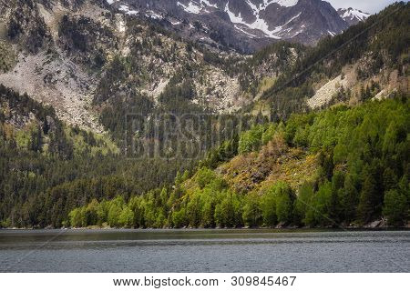 The Beautiful Aiguestortes I Estany De Sant Maurici National Park Of The Spanish Pyrenees Mountain I