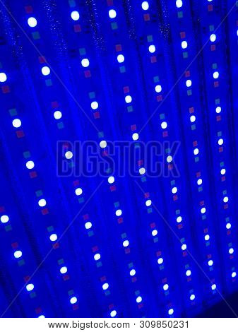 An Abstract Closeup Of A Rbg Led Panel For Lighting. Light For Photography Or Video.