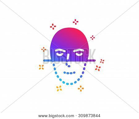 Face Recognition Icon. Faces Biometrics Sign. Head Scanning Symbol. Dynamic Shapes. Gradient Design 