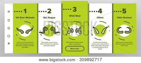 Animal, Devil Horns Vector Onboarding Mobile App Page Screen. Bull, Goat, Moose, Wild Mammals Horns 
