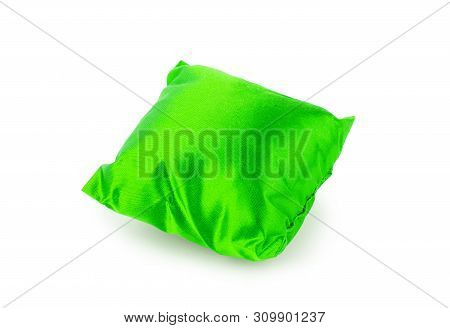 Bright Green Pillow Isolated On White Comfortable, Bed, Cloth, Soft, Domestic, Rest, Sleep,