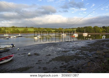 The Evening Sun Over The River Teifi In Cardiganshire,west Wales,uk