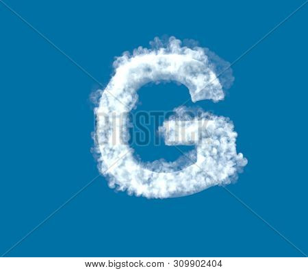 Cloud Design Font, White Cloudy Letter G Isolated On The Blue Sky Background - 3d Illustration Of Sy
