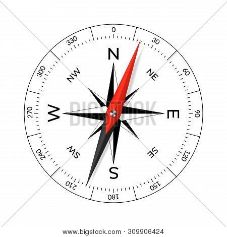 Compass Face With Wind Rose And Dial.