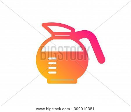 Coffeepot Icon. Coffee Hot Drink Sign. Brewed Fresh Beverage Symbol. Classic Flat Style. Gradient Co