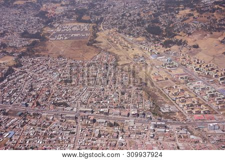 Areal View Of The City Addis Ababa In Ethiopia
